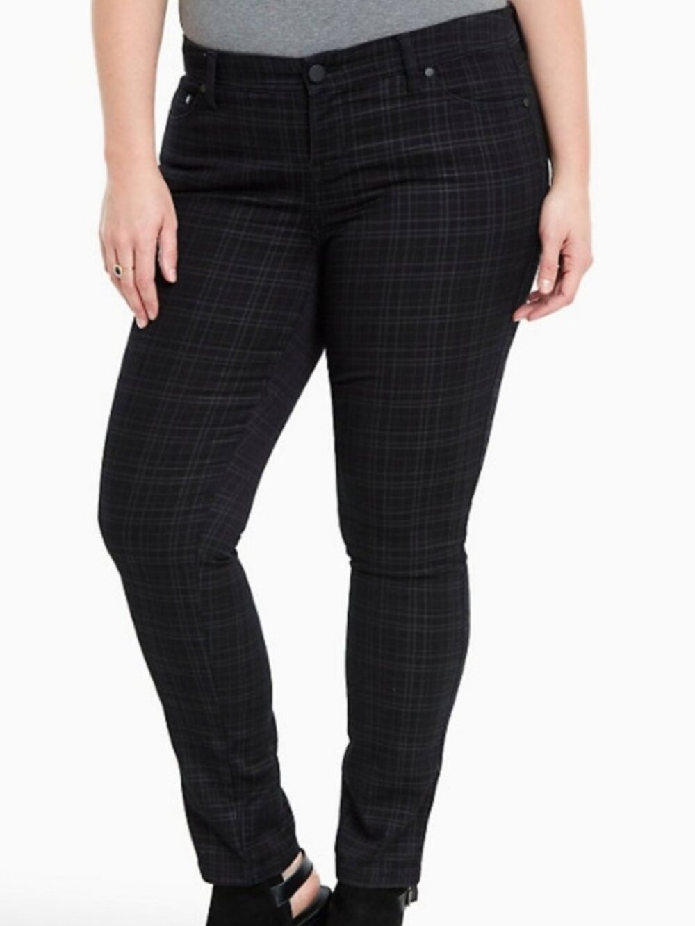 Torrid NWT Plaid Lixe Stretch Skinny Pants Size 18 Black/Gray